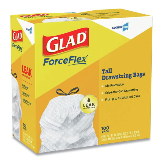 LINER, TRASH DRWSTRNG WHT 13GL.95ML (100/BX 4BX/CS), 4/CS