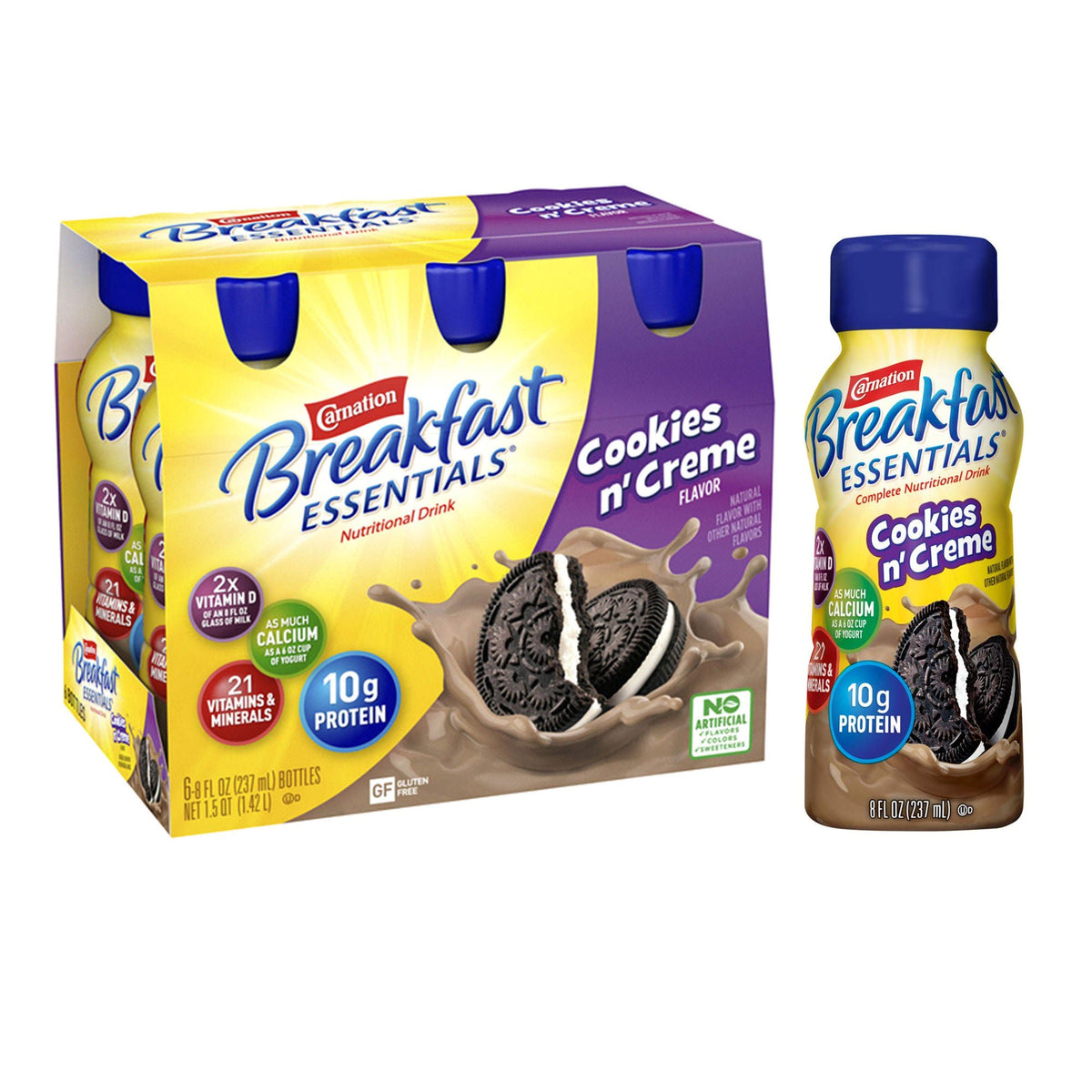 Carnation Breakfast Essentials® Cookies N Crème Nutritional Drink, 8-oz. bottle, 24/CS