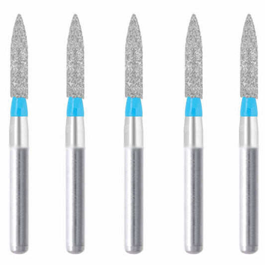 Cylindrical, Ogival End 1.3 mm Dia. Medium Grit Diamond Bur 5 per pack. 245.13M1 - Osung USA