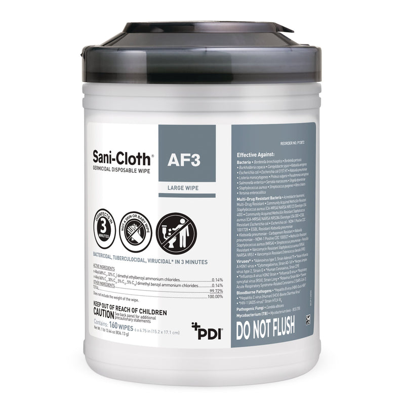 SANI-CLOTH® AF3 GERMICIDAL LARGE DISINFECTANT WIPES, CANISTER, 160 CT., SOLD AS 12/CASE PROFESSIONAL P13872