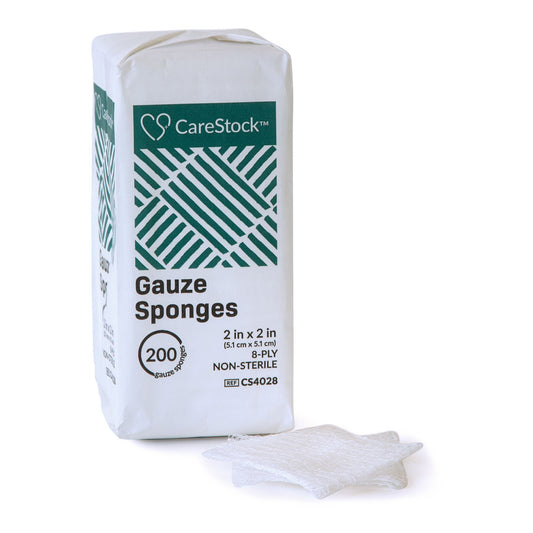 Carestock™ Gauze Sponge, 2 X 2 In. 8-Ply, Medical-Grade Cotton Wound Dressing, 5000/Cs