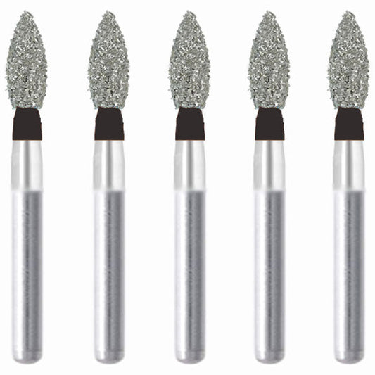 Bud, Slender 2.5 mm Dia. Extra Coarse Grit Diamond Bur 5 per pack. 257.25EC1 - Osung USA