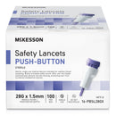 MCKESSON PUSH BUTTON SAFETY LANCET, 28 GAUGE, SOLD AS 2000/CASE MCKESSON 16-PBSL28GX
