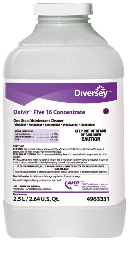 Oxivir® Five 16 Surface Disinfectant Cleaner Concentrate, 2.5 L, 2/Cs