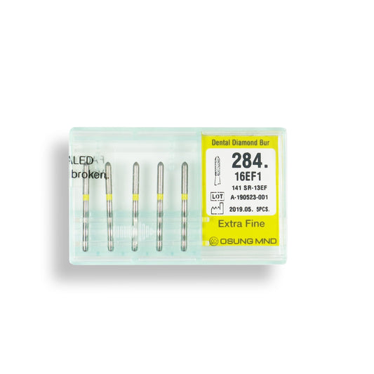 Torpedo, Cylindrical 1.6 mm Dia. Extra Fine Grit Diamond Bur 5 per pack. 284.16EF1 - Osung USA