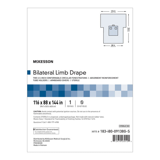 Mckesson Sterile Bilateral Limb Drape, 116 X 88 X 144 Inch, 1/Pk