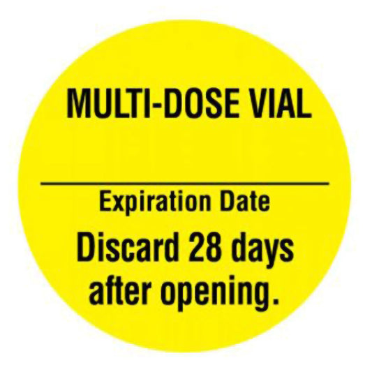 "Multi-Dose Vial Expiration Date __________ Discard 28 Days after Opening" Label, 1/RL
