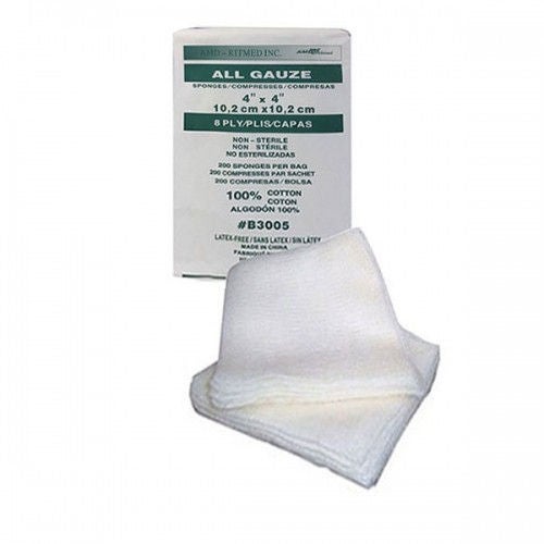 Gauze 4X4X8P Ns200/Bx 20Bx/Cs, 200/Bx