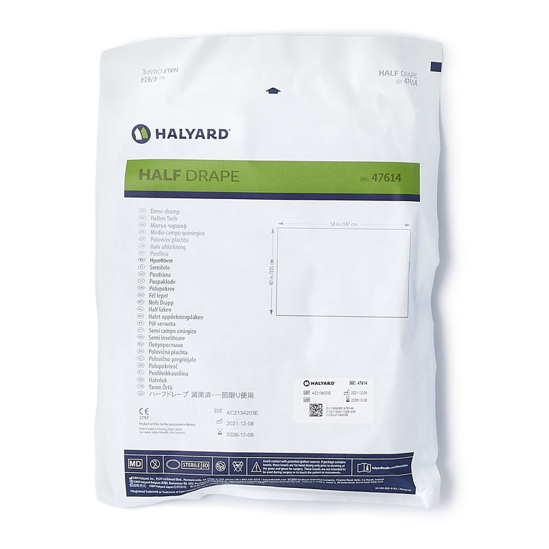 HALYARD STERILE HALF GENERAL PURPOSE DRAPE, 40 X 58 INCH, SOLD AS 60/CASE O&M 47614