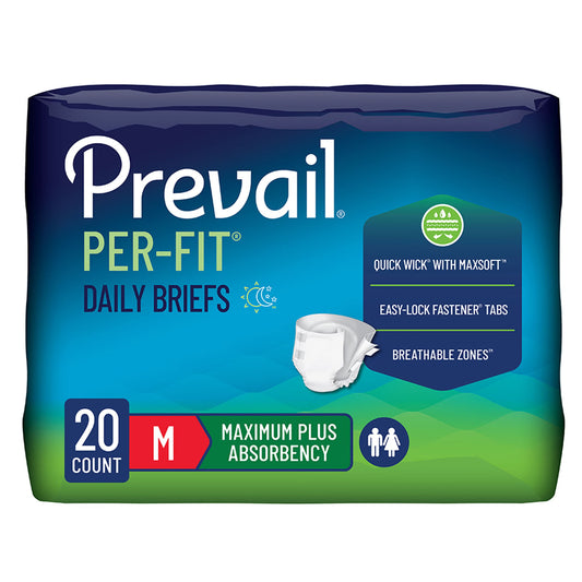 Prevail® Per-Fit® Adult Briefs Maximum Plus Absorbency, Medium, 80/Cs