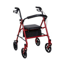 MCKESSON FOLDING STEEL FOUR-WHEEL ROLLATOR, 12-INCH SEAT WIDTH, RED, SOLD AS 1/EACH MCKESSON 146-10257RD-1