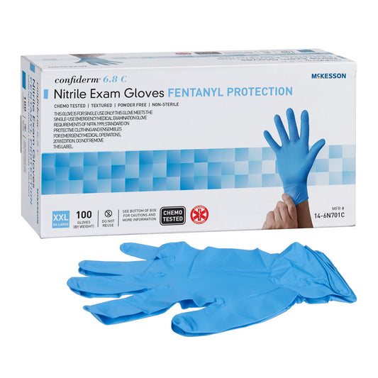 Mckesson Confiderm® 6.8C Nitrile Exam Glove, 2X-Large, Blue, 1000/Cs