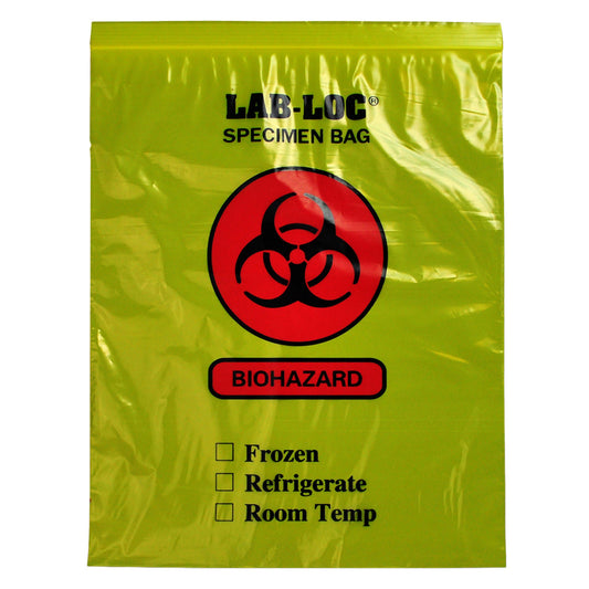 Lab-Loc® Specimen Transport Bag, Zip Closure, Yellow Tinted, 12 x 15 Inch, 1000/CS