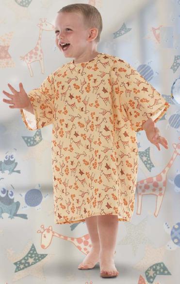 Reusable Pediatric Patient Exam Gown, Child Size (10 to 12), Frog-E Green, 1/EA