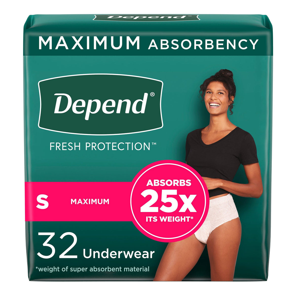 Depend® Fresh Protection™ Womens Maximum Absorbency Underwear, Small, 64/CS