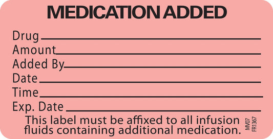 LABEL, MED ADDED DRG RED 2 15/16"X1 1/2" PROFTP, 1/RL