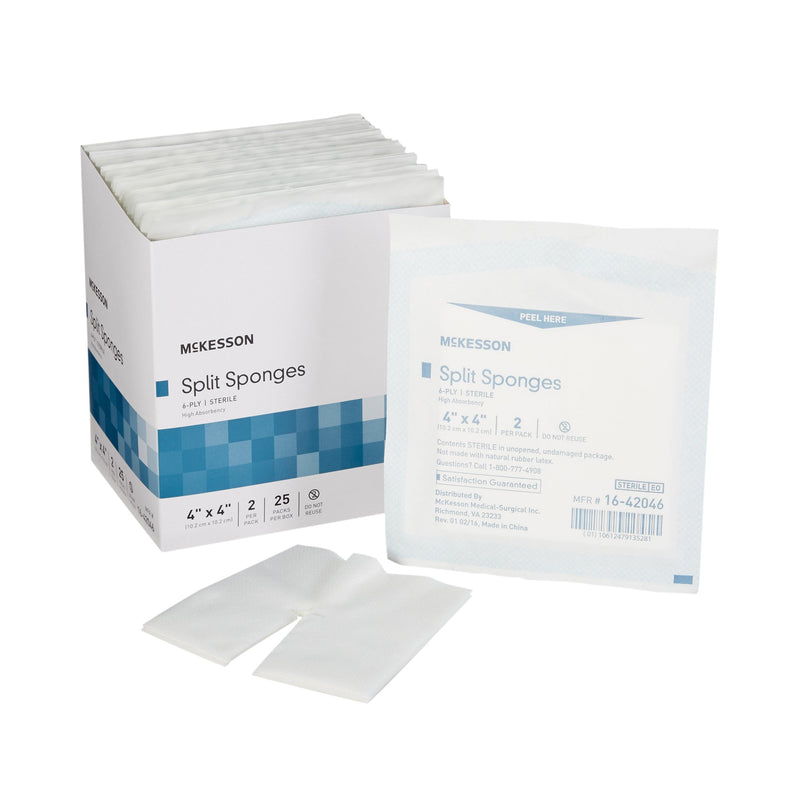 MCKESSON IV/DRAIN SPLIT DRESSING, 4 X 4 INCH, 6-PLY, SOLD AS 300/CASE MCKESSON 16-42046