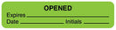 LABEL, OPENED FLURSNT GRN (565/RL) UNITED, 565/RL