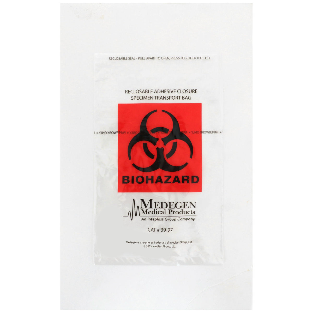 Medegen Specimen Transport Bag with Document Pouch, Adhesive Closure, 6 x 9 Inch, 1000/CS