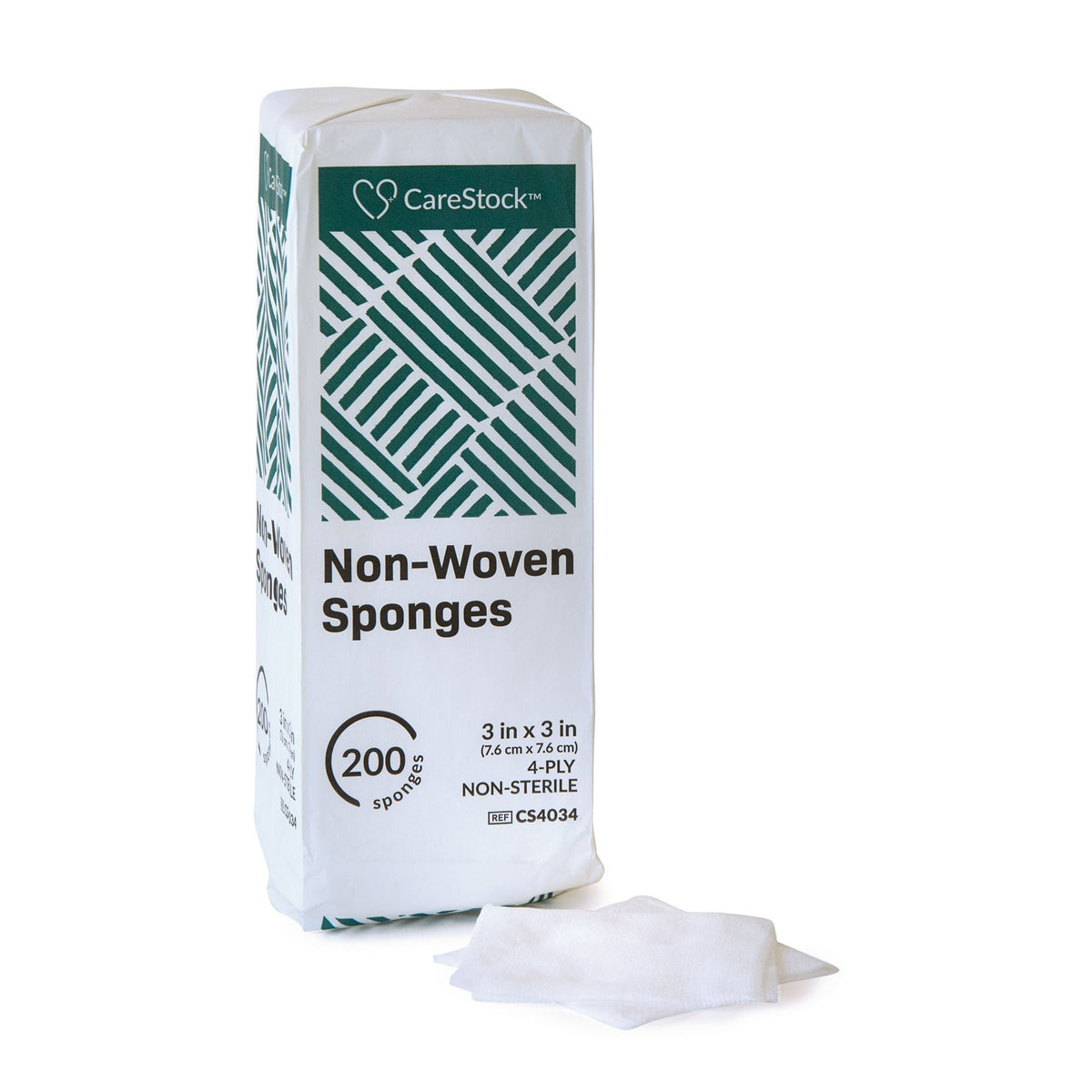 Carestock™ Nonwoven Sponge, 3 X 3 Inch, Four-Ply, 4000/Cs