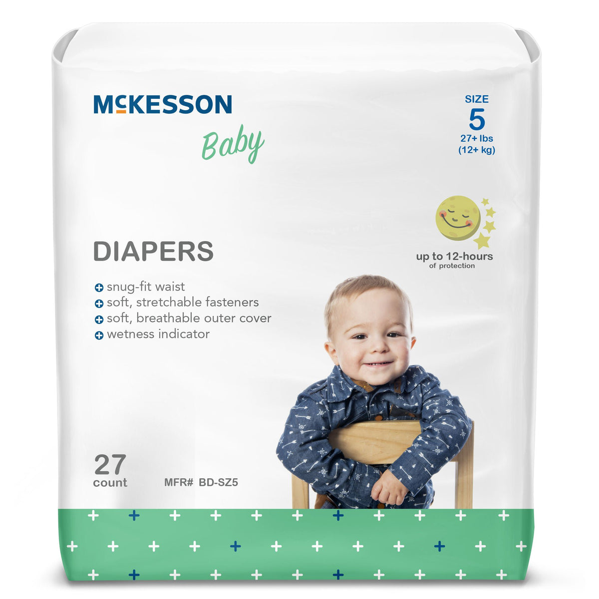 McKesson Baby Diaper, Size 5 for Toddlers weighing 27+ lbs., 4/CS