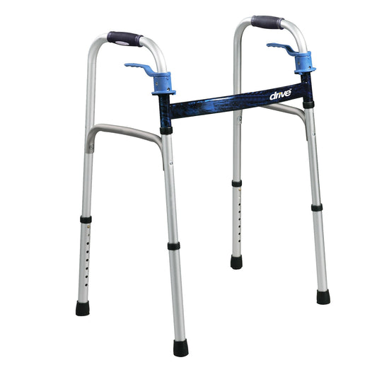 drive™ Deluxe Aluminum Dual Release Folding Walker, 32 – 39 Inch Height, 4/CS