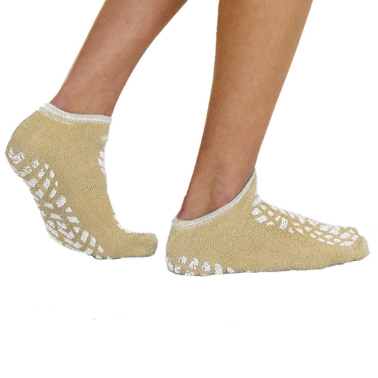 Terry Treads® Slipper Socks, Large, Beige, 48/CS