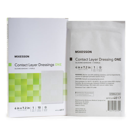 McKesson Silicone Wound Contact Layer Dressing, 4 x 7-2/5 Inch, 10/BX