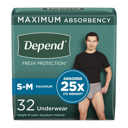 Depend® Fresh Protection™ Men'S Maximum Absorbency Underwear, Small/Medium, 32/Pk