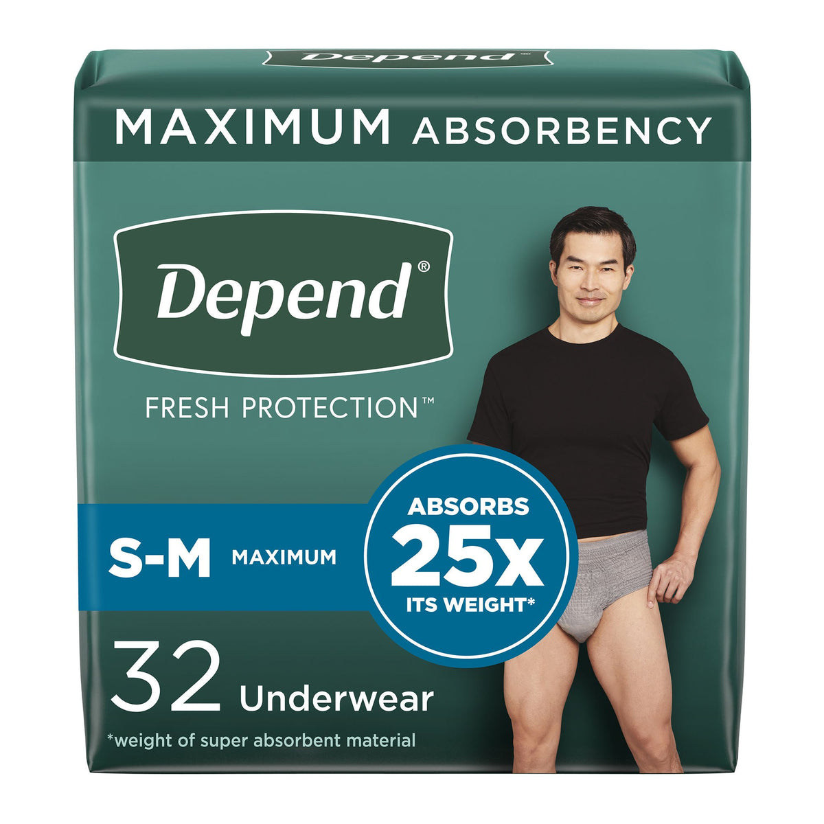 Depend® Fresh Protection™ Men'S Maximum Absorbency Underwear, Small/Medium, 64/Cs