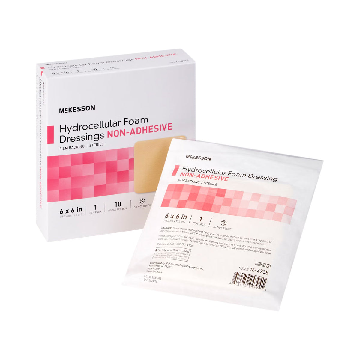 Mckesson Nonadhesive Without Border Foam Dressing, 6 X 6 Inch, 10/Bx
