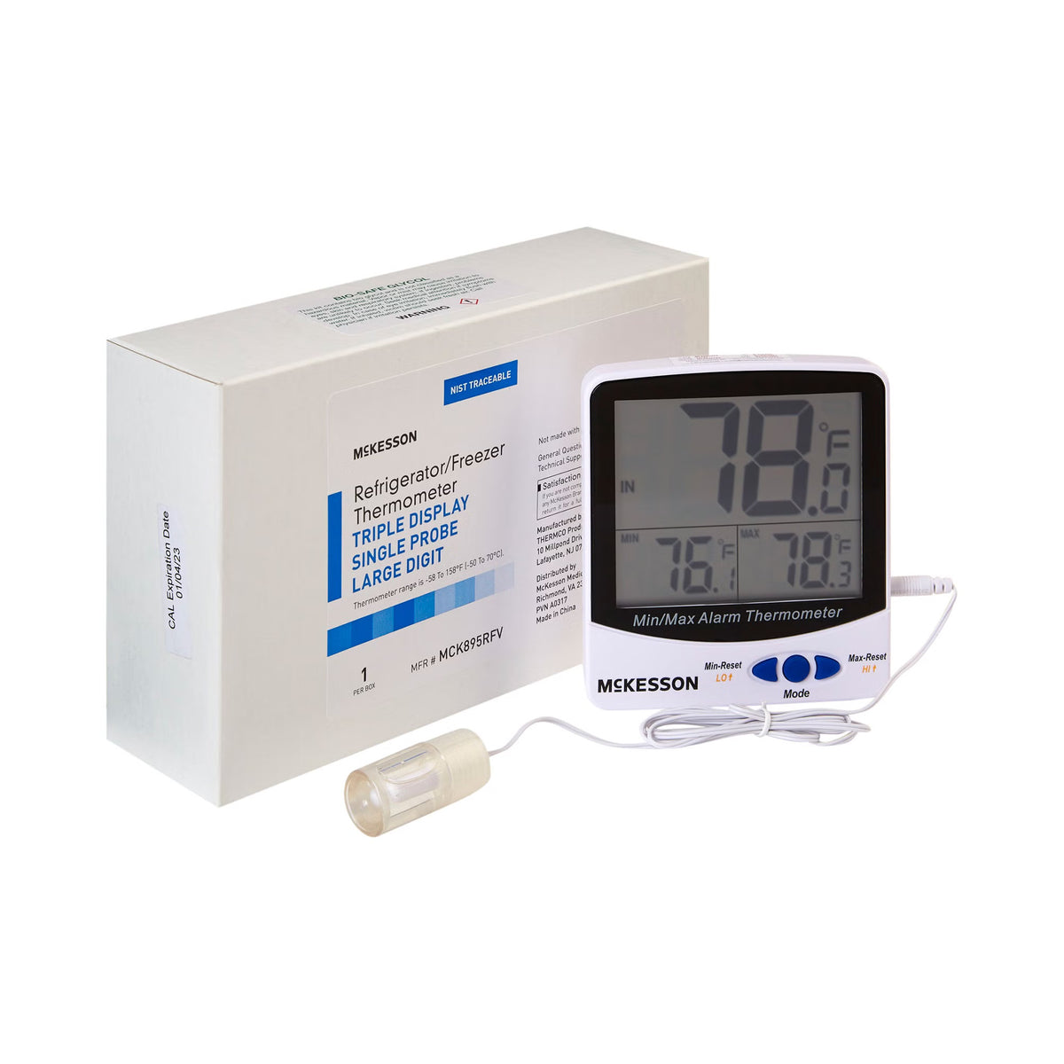McKesson Refrigerator / Freezer Thermometer, Digital Display, -58° to +158° F, 1/EA