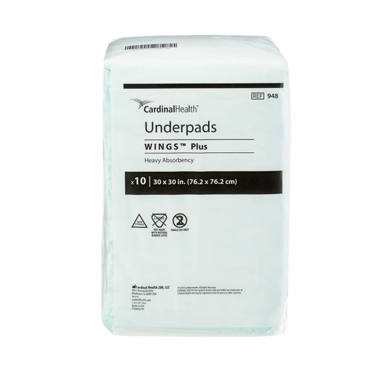 Wings Plus Underpads, Disposable, Heavy Absorbency, Beige, 30 X 30 Inch, 100/CS