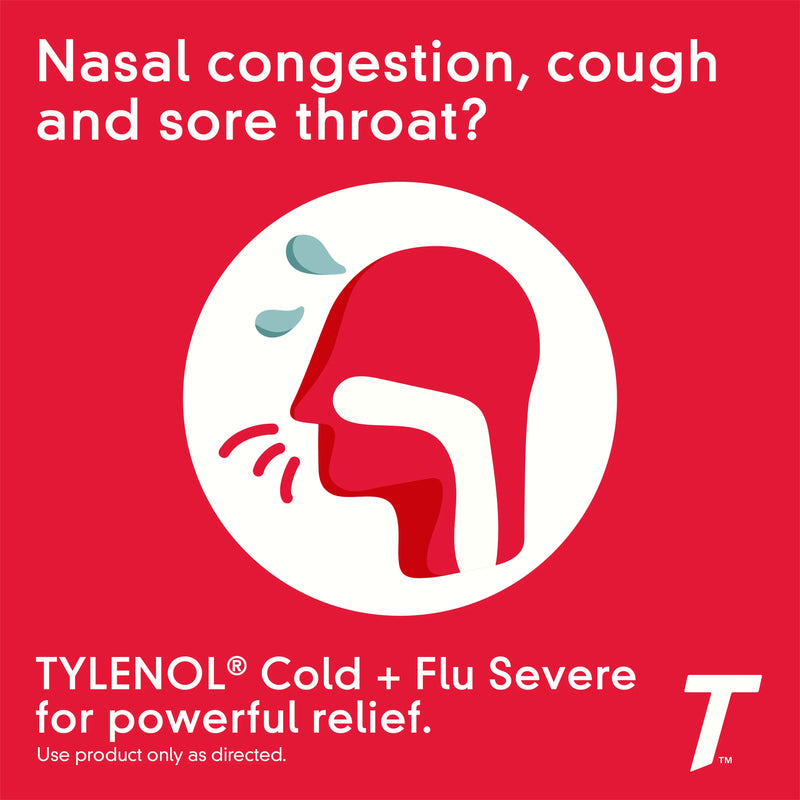 J&J Tylenol Caplets & Tablets Tylenol Cold/Flu Severe 24Ct6/Bx 8Bx/Cs -505502 - BriteSources