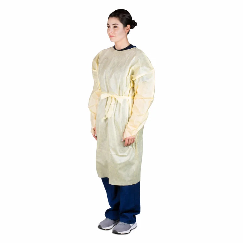 DUKAL ISOLATION GOWNS. PROTECTIVE COVER GOWN, CPE COATED, PULL-OVER, BLUE, AAMI LEVEL 2, DISPOSABLE, 15/BG, 5 BG/CS. GOWN ISOLATION PULLL-OVERCPE BLUE