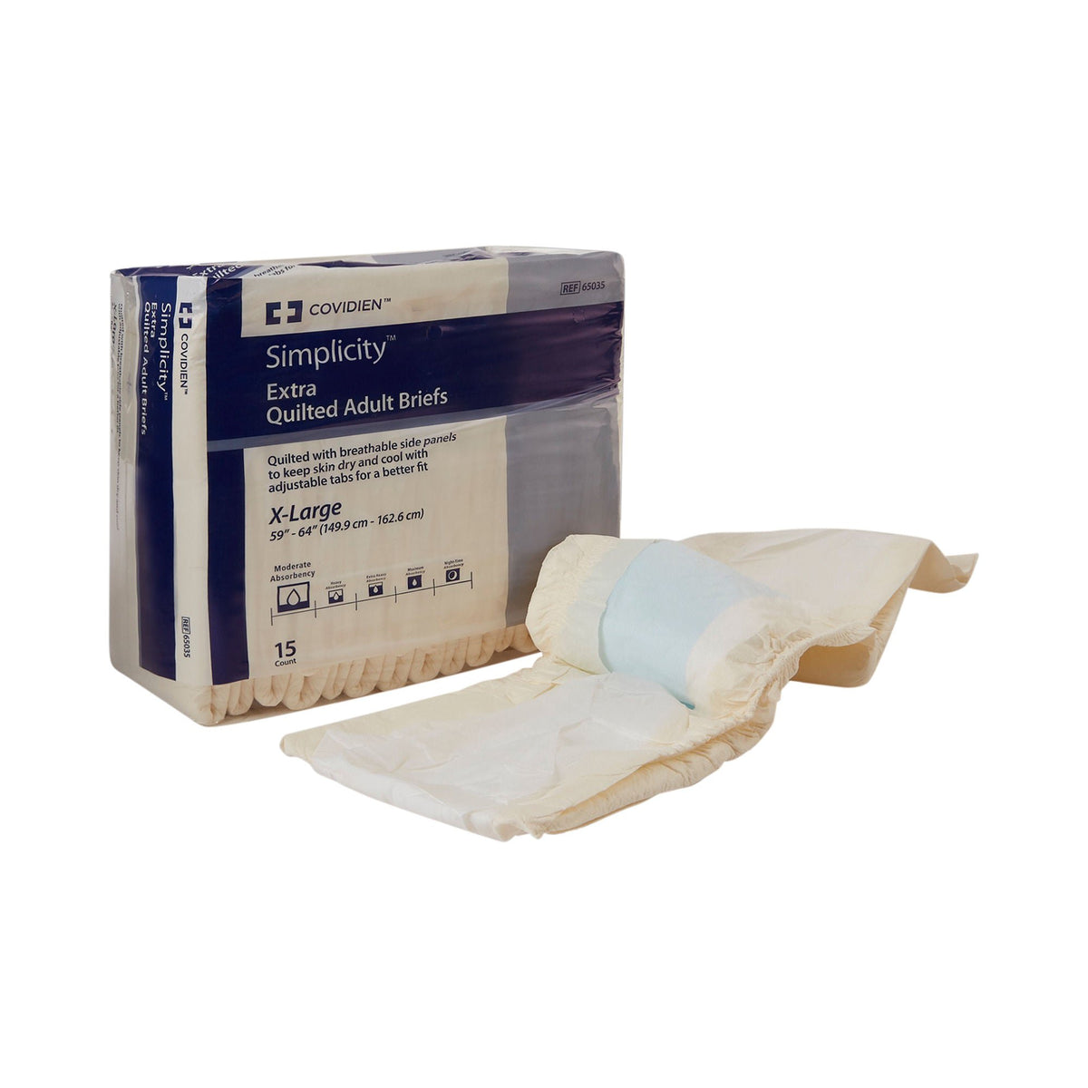 Simplicity Unisex Adult Incontinence Briefs, Moderate Absorbency, Extra Large, 60/Cs