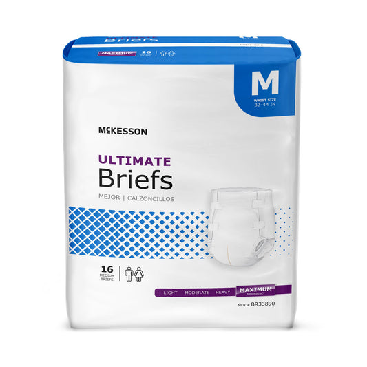 Mckesson Ultimate Heavy Absorbency Incontinence Brief, Medium, 96/Cs