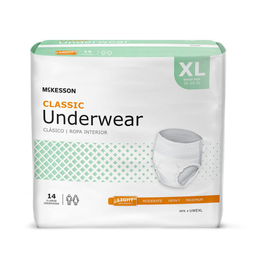 Mckesson Classic Light Absorbency Incontinence Underwear, Extra Large, 4/Cs