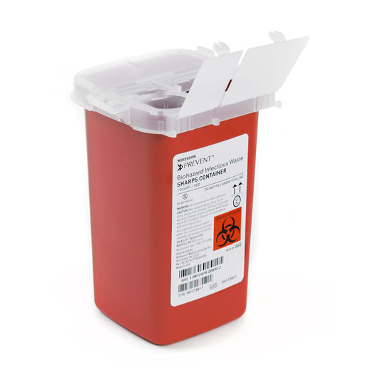 McKesson Prevent® Sharps Container, 1 Quart, 6-1/4 x 4-1/4 x 4-1/4 Inch, 80/CS