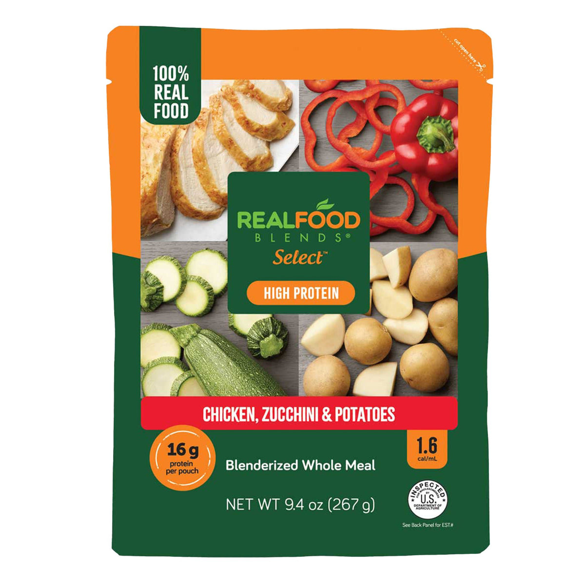 Feed, Enteral Real Food Blendschicken/Zucchini/Potato 9.4Oz, 12/Cs