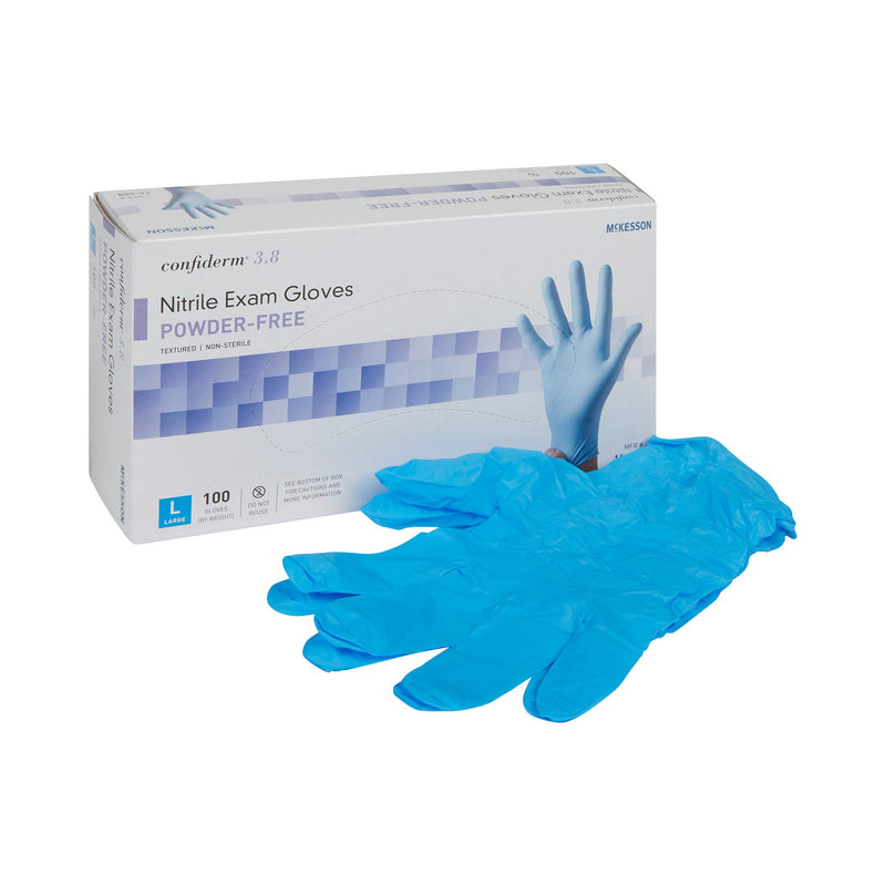MCKESSON CONFIDERM® 3.8 NITRILE EXAM GLOVE, LARGE, BLUE, SOLD AS 1000/CASE MCKESSON 14-688