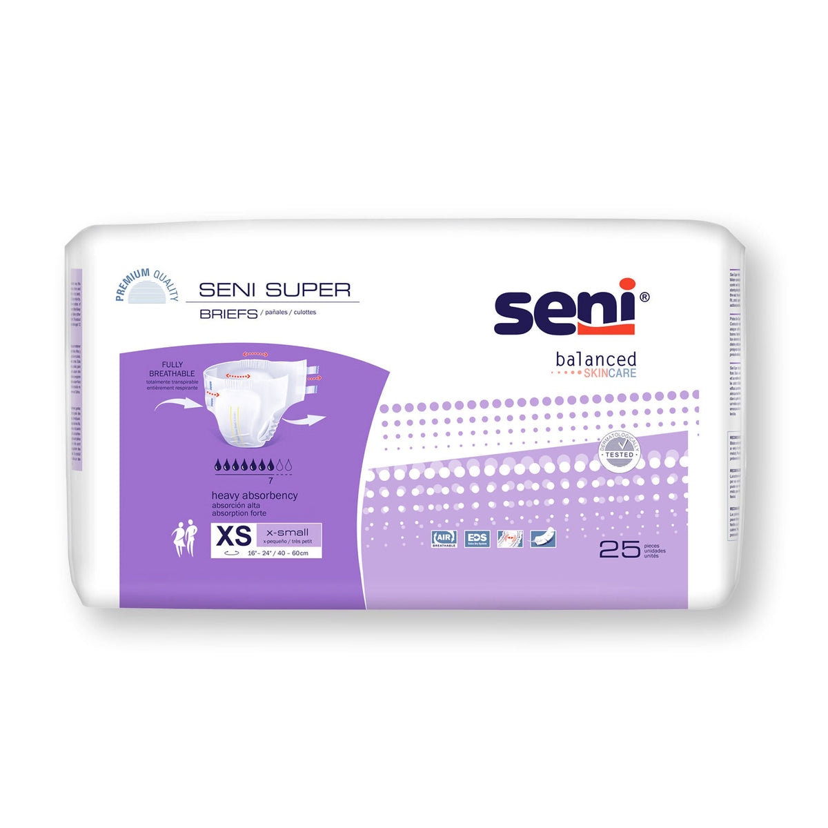 Seni® Super Heavy Absorbency Incontinence Brief, Extra Small, 75/Cs