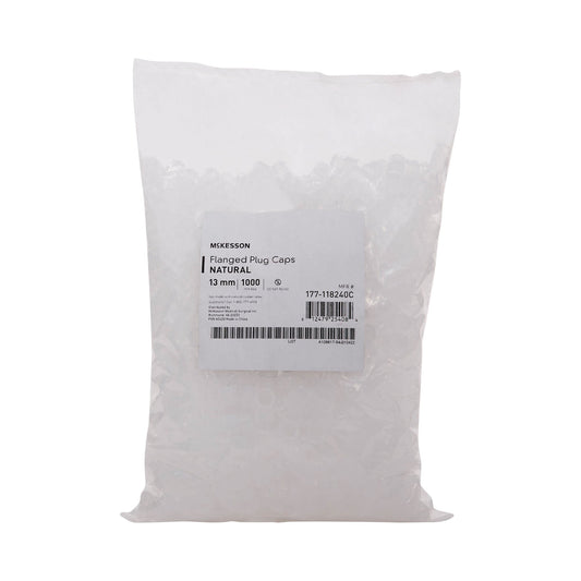 McKesson Flanged Plug Cap, Colorless, Polyethylene, for use with 13 mm Tubes, 20000/CS