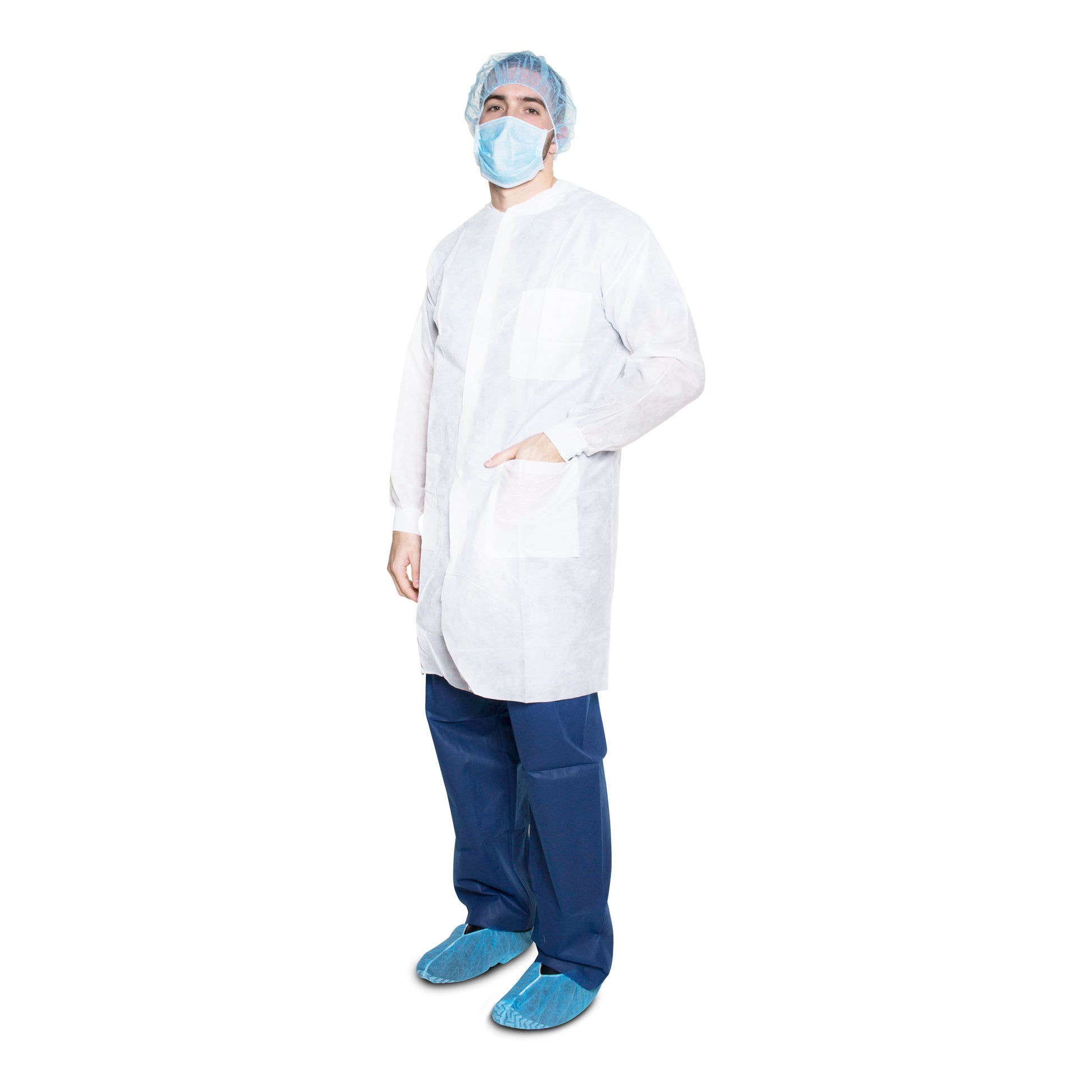 DUKAL FLUID RESISTANT LAB COATS. COAT LAB FULL LENGTH SM WHT10/BG 5BG/CS, CASE - BriteSources