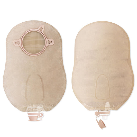 New Image™ 18914 Two-Piece Beige Urostomy Pouch, 70 mm Flange, Blue Match, 10/BX
