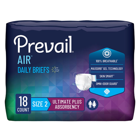 Prevail Air™ Stretchable Ultimate Plus Absorbency Briefs, Size 2, 72/Cs