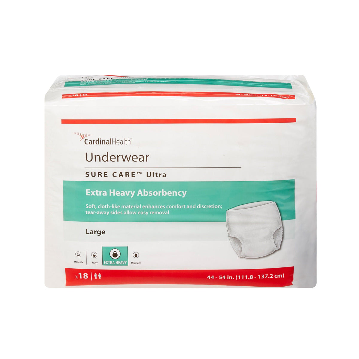 Sure Care™ Ultra Extra Heavy Absorbent Underwear, Large, 72/Cs