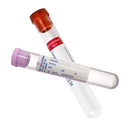 GLASS TUBE, CONVENTIONAL STOPPER, 16 X 100MM & 13 X 100MM, 7.0ML, PEEL-APART POUCH, RED & LAVENDER, PAPER LABEL, TUBE 1 - SILICONE, SOLD AS CASE BD 20