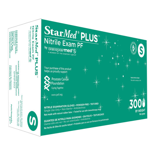 Starmed® Plus™ Nitrile Exam Glove, Small, Blue, 3000/Cs