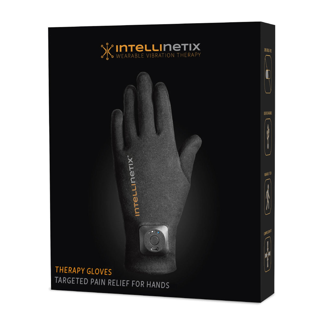 Intellinetix® Arthritis Vibrating Gloves, Large, Black, 1/PR